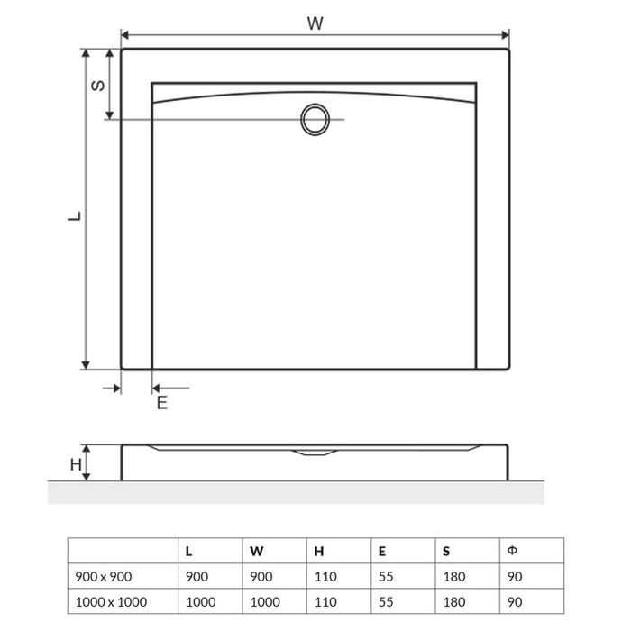 Душевой поддон Excellent Forma Compact BREX.FOR09WHC 90x90