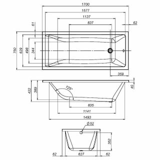 Каркас для ванны AM.PM Gem W93A-170-075W-R 170х75 см