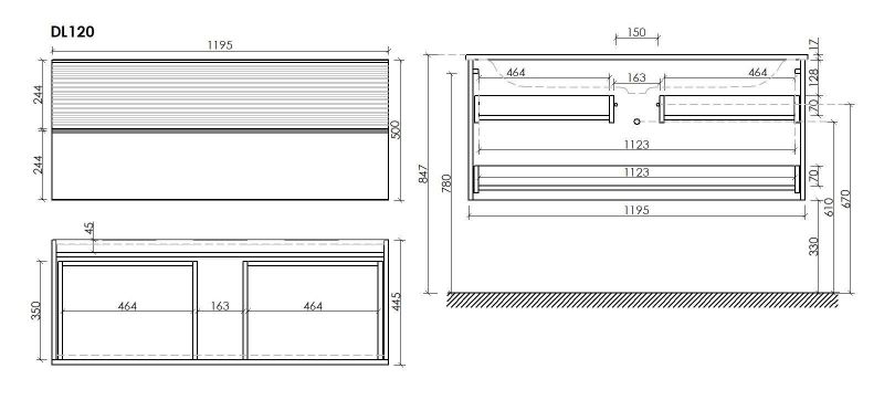 Тумба подвесная Sancos Delta DL120W 119,5 см,  дуб светлый/белый