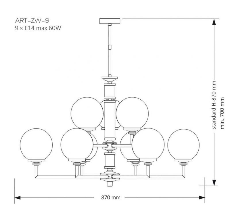 Люстра Kutek ARTU GLASS E14 ART-ZW-9 (ZM) G фото 2