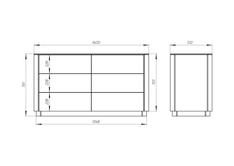 Комод  Ellipsefurniture Tammi 6 ящиков ширина 140 см (черный) TM010206030101 фото 4