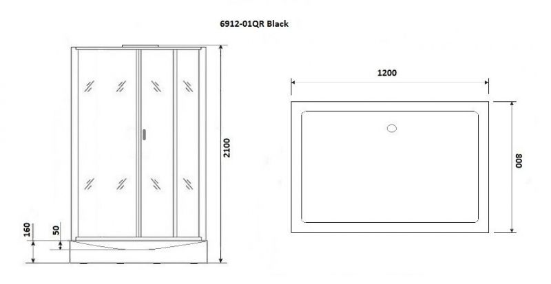 Душевая кабина Niagara Premium NG- 6912-01QR BLACK 80x120 фото 3