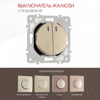 Выключатель жалюзи с подсветкой, 10A 250V 202.39-2.shampan Arte Milano