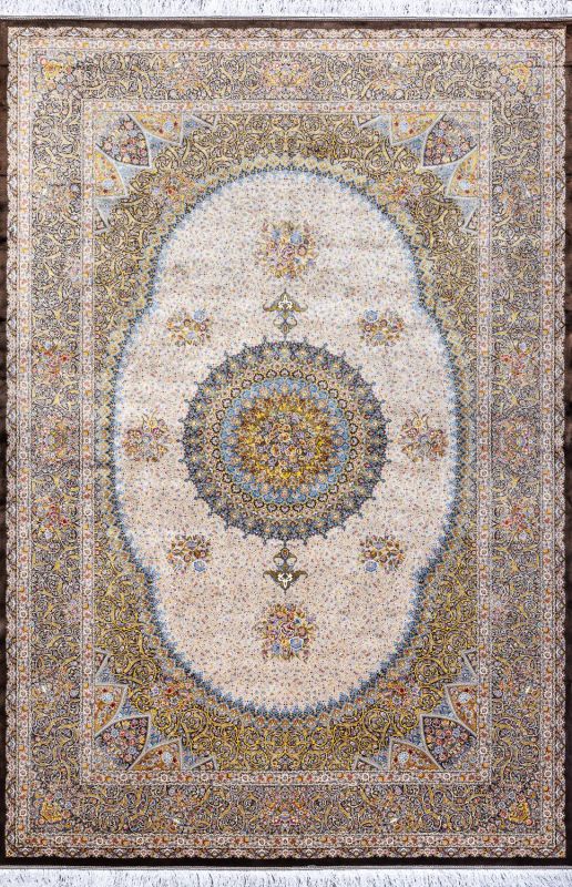 Иранский ковер из шёлка и модала Carpet «MASTERPIECE QUM» 026-22-QUM MINA BROWN 98 x 151 см фото 1