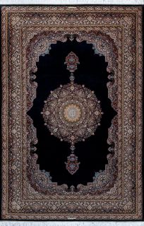 Иранский ковер из шёлка и модала Carpet «MASTERPIECE QUM» 010-21-TORANJ-NAVY 202 x 303 см