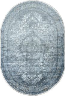 Турецкий ковер из шёлка и эвкалиптового шёлка Carpet «SALVATORE» Z080-C-CRE-DGRY(Oval) 160 x 230 см