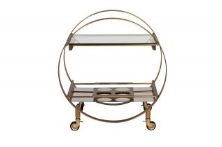 Стол-тележка сервировочная прозрачное стекло/латунь Garda Decor BD-3145126