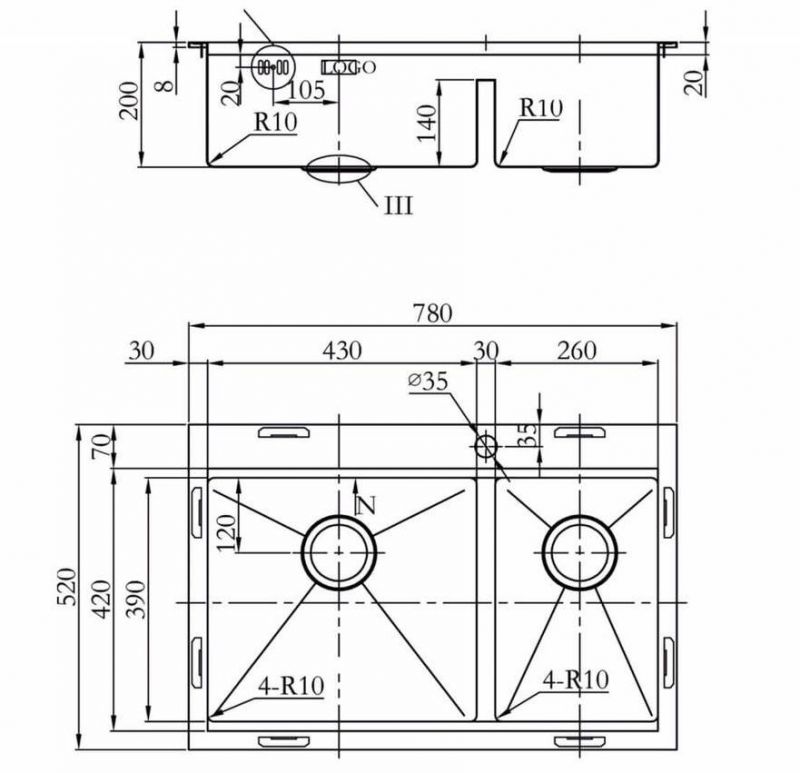 Кухонная мойка Zorg ZM R-5278-R фото 4