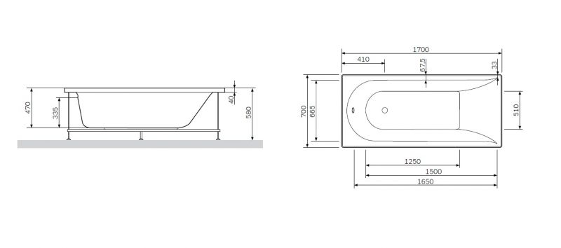 Каркас для ванны AM.PM Spirit W72A-170-070W-R2