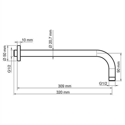 Кронштейн WasserKRAFT Elbe A079 черный Soft-touch 32 см.