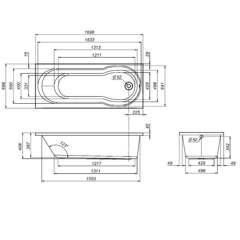 Каркас для ванны AM.PM X-Joy W88A-170-070W-R фото 1