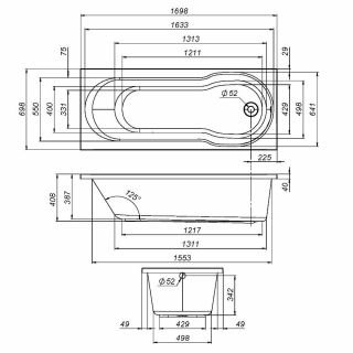 Каркас для ванны AM.PM X-Joy W88A-170-070W-R