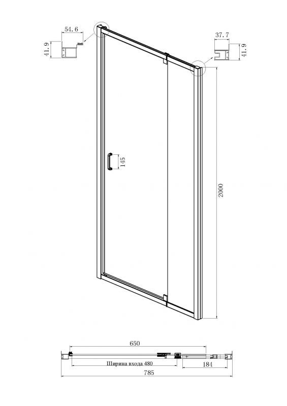 Душевая дверь в нишу Ambassador Elysium 111021102KX 80x200 см.