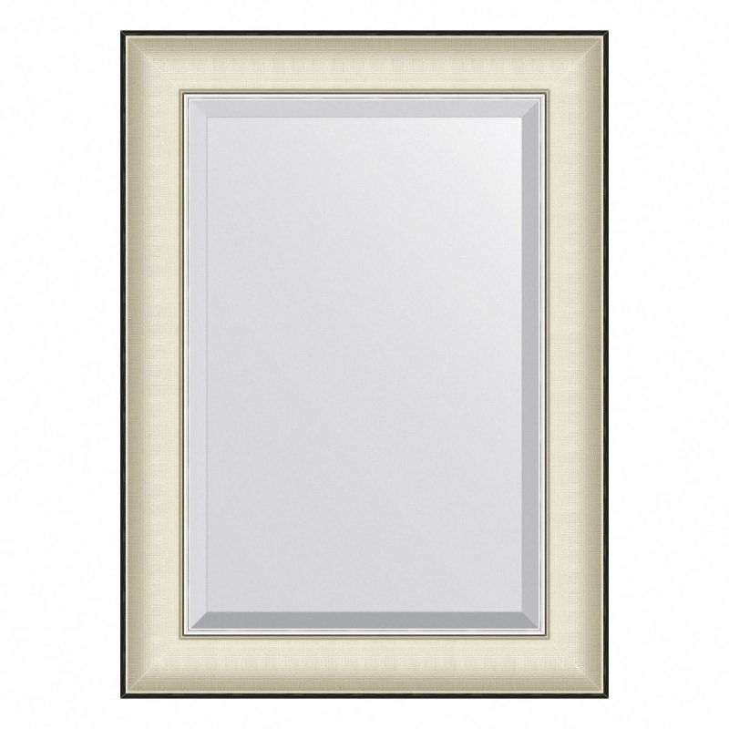 Зеркало настенное с фацетом Evoform Exclusive в багетной раме белая кожа с хромом, 54х74 см, BY 7449