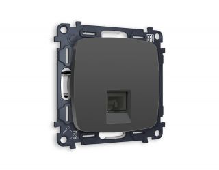 Комплект механизма телефонной розетки Ambrella Volt OMEGA Графит мягкое касание RJ-11(4P4C) с шторкой (OP9120, VM190) MO912030