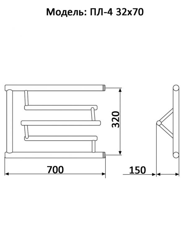 Полотенцесушитель водяной Ника ПЛ 4 32/70