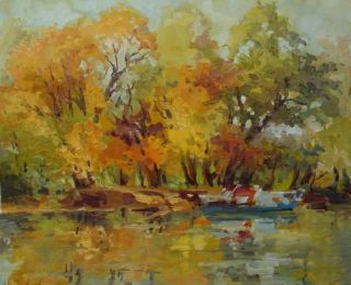 Картина "Золотая осень на реке Тамиш" Ведешина Зинаида