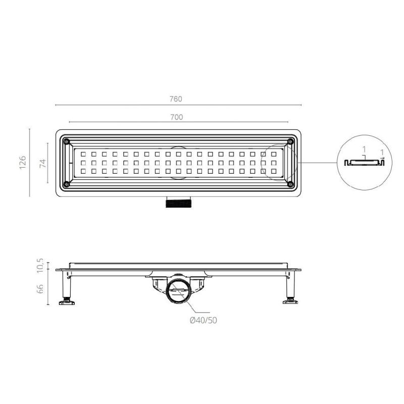 Душевой лоток CTESI WAY SQUARE 70 см. BK4024140