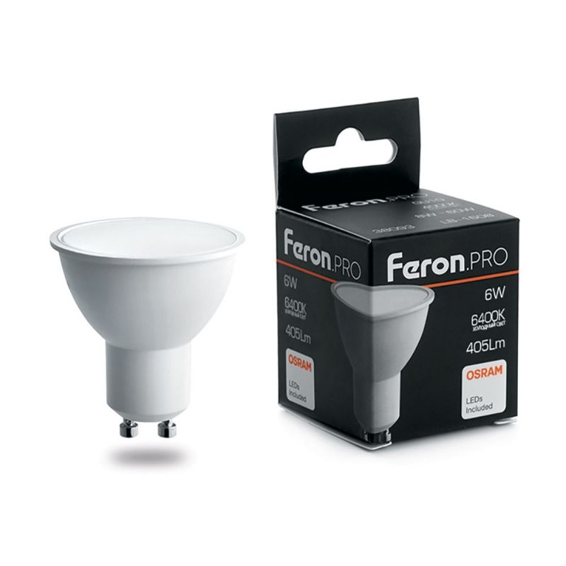 Лампа светодиодная Feron GU10 6W 6400K 38088