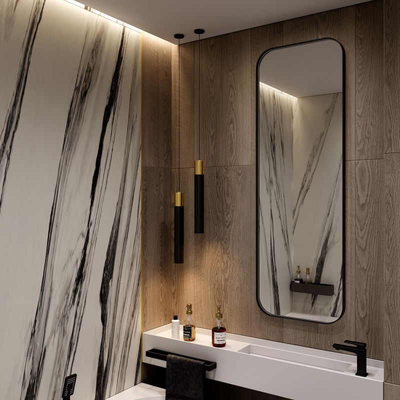 Настенное зеркало в раме GENGLASS KUVINO M BD-2374090 чёрное фото 2