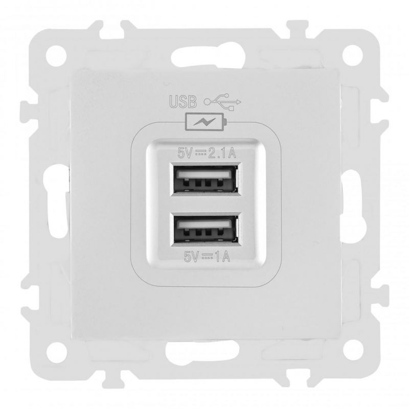 Розетка USB 2.1А+1А 206.46-1.silver Arte Milano