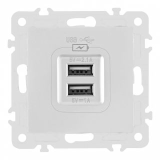 Розетка USB 2.1А+1А 206.46-1.silver Arte Milano