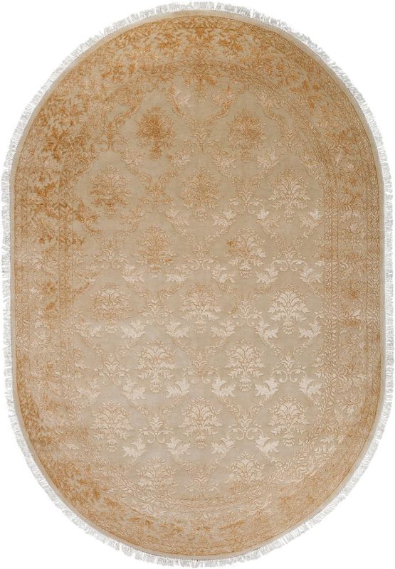 Индийский ковер из шерсти и арт-шёлка Carpet «KING OF AGRA» NO28-CRE-CRE(Oval) 122 x 176 см фото 1