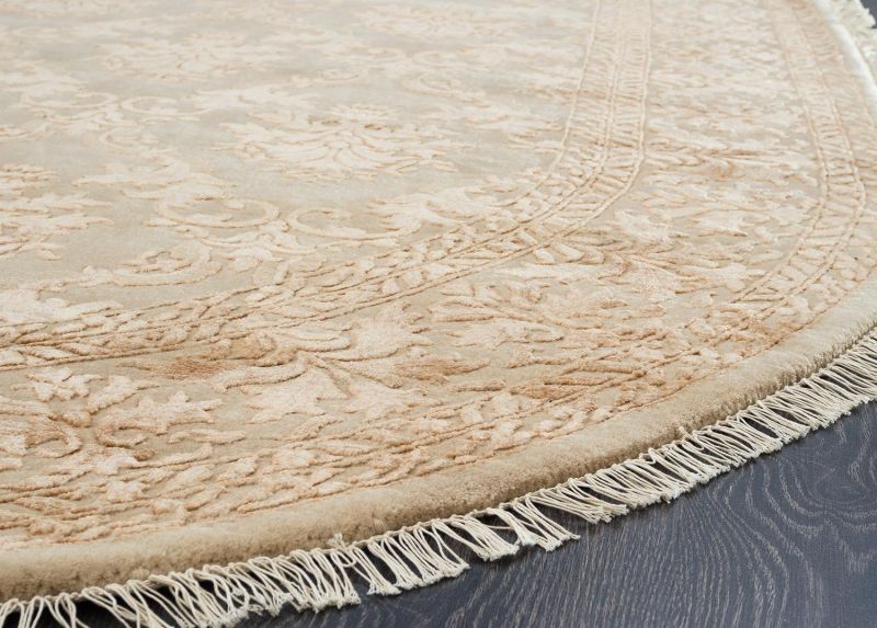 Индийский ковер из шерсти и арт-шёлка Carpet «KING OF AGRA» NO28-CRE-CRE(Oval) 122 x 176 см фото 2