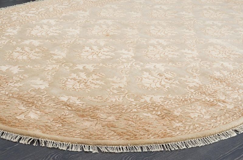 Индийский ковер из шерсти и арт-шёлка Carpet «KING OF AGRA» NO28-CRE-CRE(Oval) 122 x 176 см фото 3
