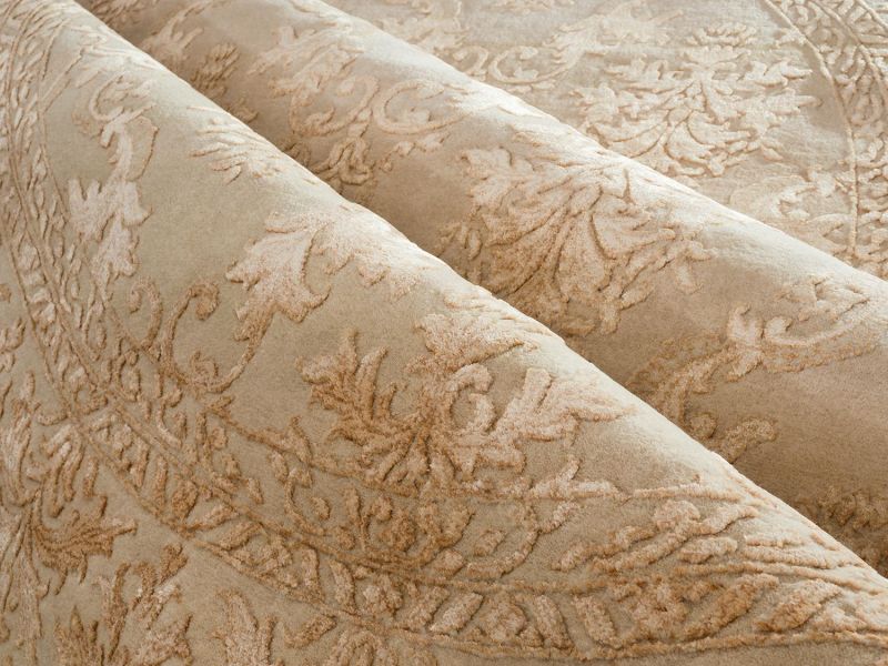 Индийский ковер из шерсти и арт-шёлка Carpet «KING OF AGRA» NO28-CRE-CRE(Oval) 122 x 176 см фото 6
