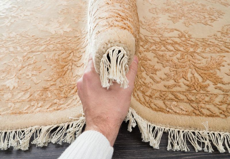 Индийский ковер из шерсти и арт-шёлка Carpet «KING OF AGRA» NO28-CRE-CRE(Oval) 122 x 176 см фото 7