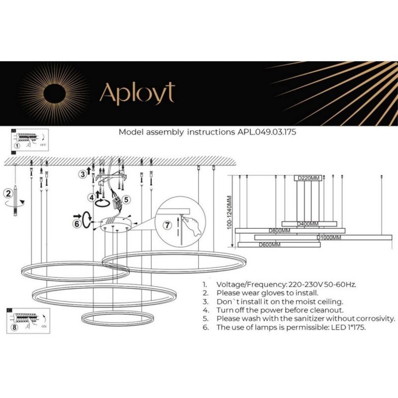 Люстра подвесная Aployt Armel LED 4000К(белый) 175W APL.049.03.175 фото 8