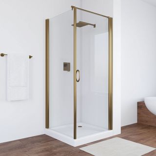 Душевой уголок Vegas Glass EP-Fis 80 05 01 R, 80х80 см, профиль бронзовый, стекло прозрачное