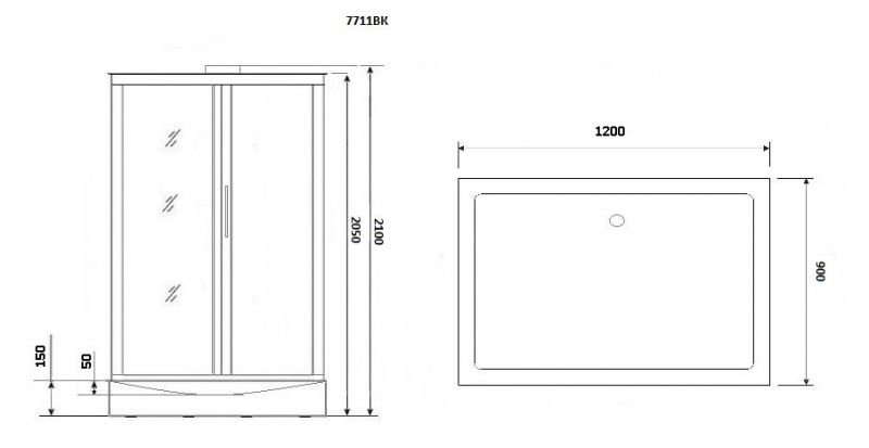 Душевая кабина Niagara Luxe NG-7711GBK 120x90