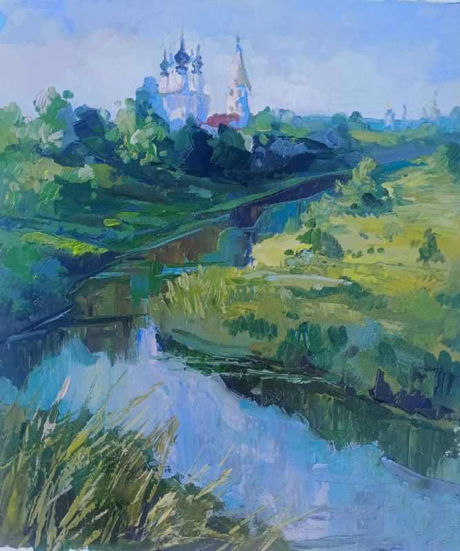 Картина "Утро на реке Каменке" Наталья Герасимова