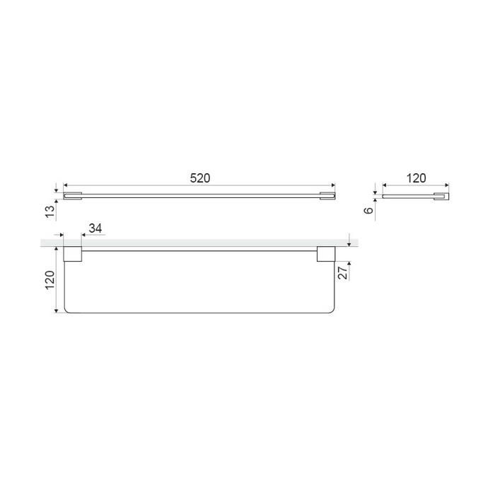 Полка стеклянная Excellent Riko DOEX.1610CR 52 см