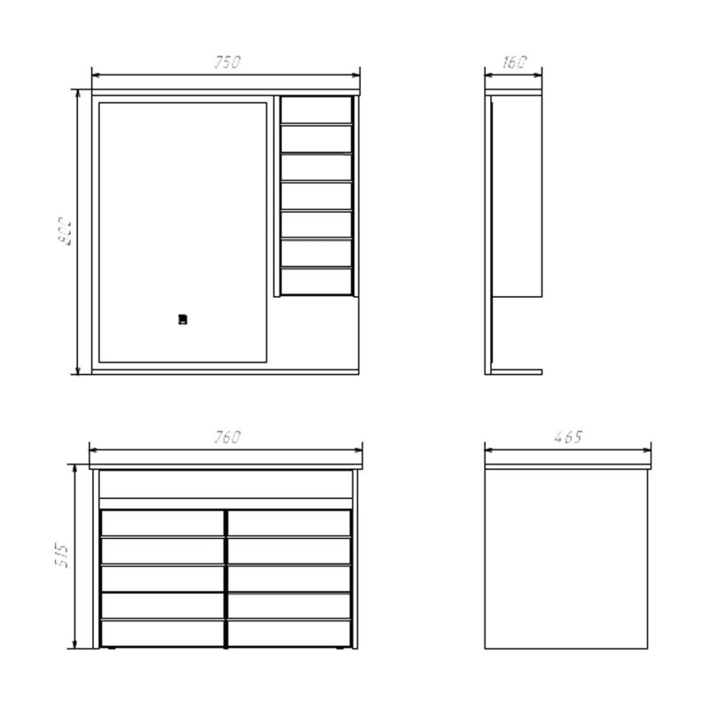 Тумба с раковиной подвесная Comforty Кемер-75 00-00017883, антрацит/дуб тёмно-коричневый, 75,5 см