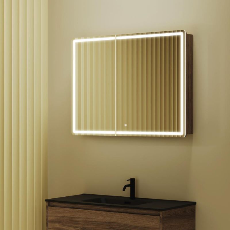Зеркальный шкаф SANCOS Mirror MI100ECH, 99x74 мм, с подсветкой, дуб чарльстон фото 3