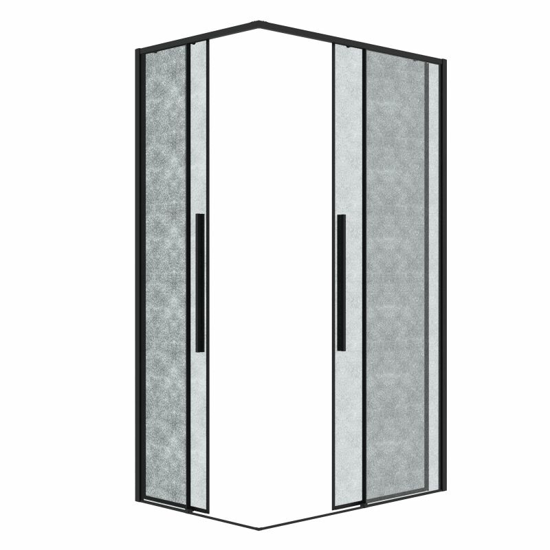 Душевой уголок Grossman Galaxy 300.K33.01.11R80L.21.02, 110х80 см, профиль черный матовый, стекло шиншилла фото 2