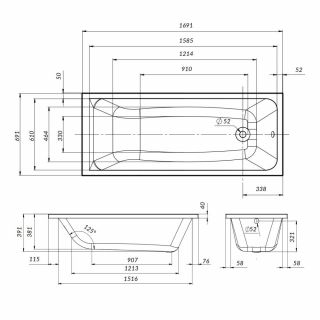 Каркас AM.PM Gem W90A-170-070W-R