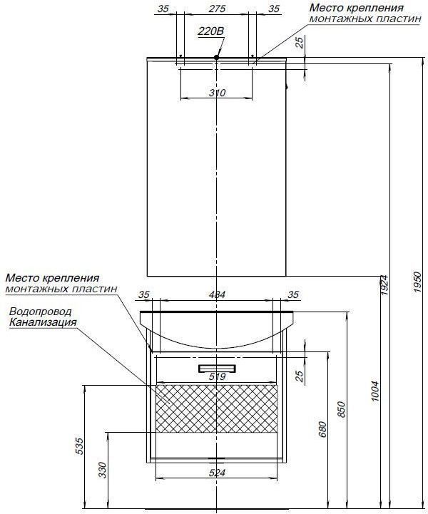 Тумба с раковиной Aquanet Грейс 65 00212651 дуб кантербери фото 3