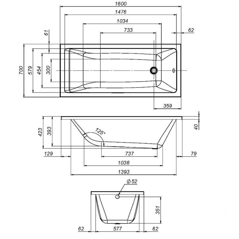 Акриловая ванна AM.PM Gem W93A-160-070W-A 160x70 см фото 9