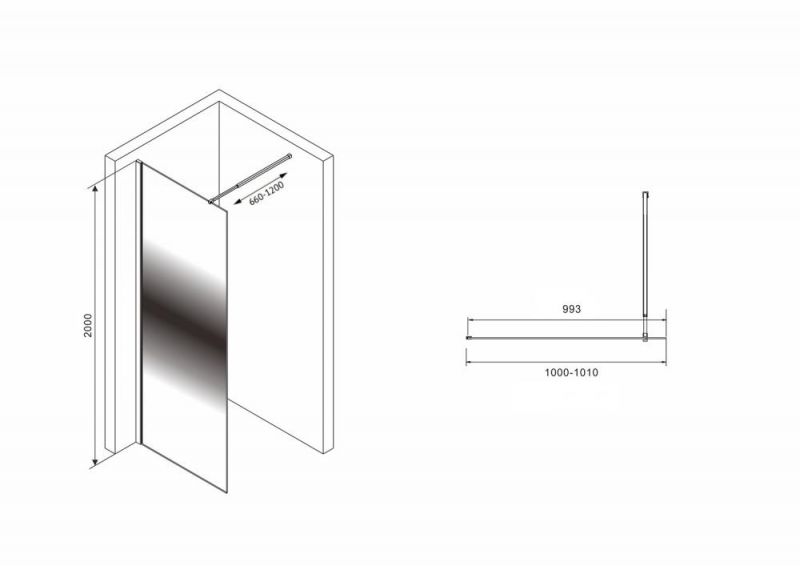 Душевая перегородка Abber Immer Offen AG69103BS 100 см