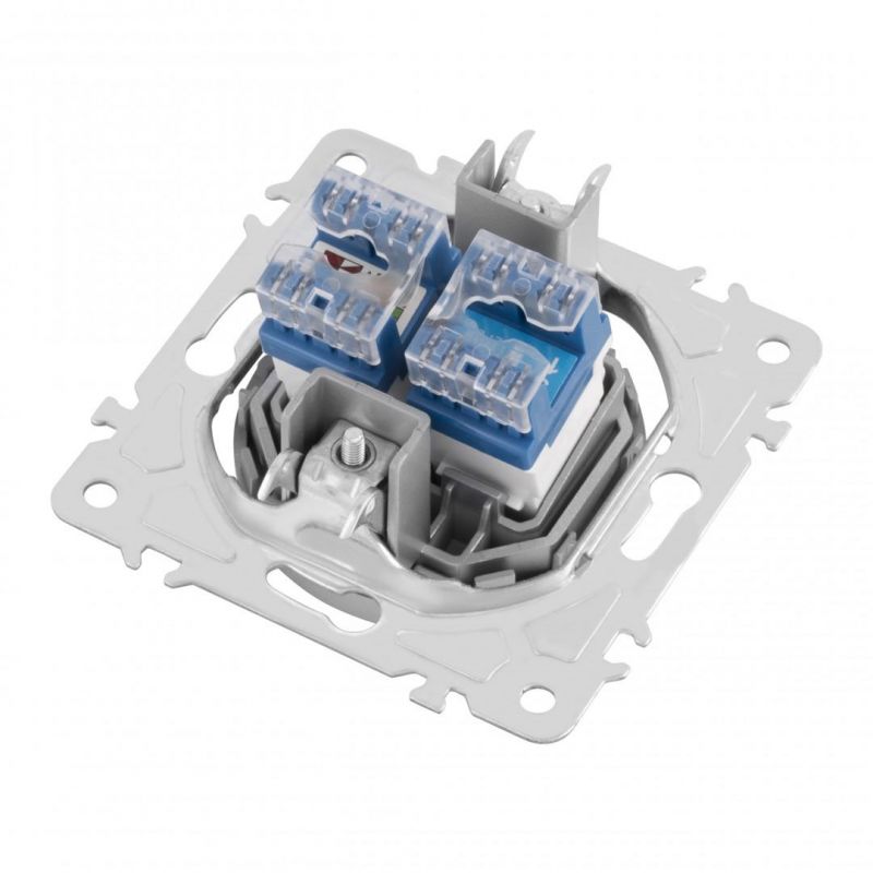 Розетка телефонная RJ11 + интернет RJ45 202.44-1.silver Arte Milano