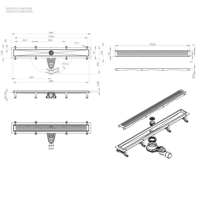 Душевой лоток AM.PM MasterFlow W01SC-P11-080-01BM черный