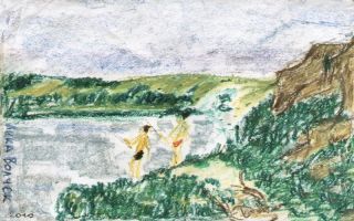 Картина "Рыбаки на берегу" Лика Волчек