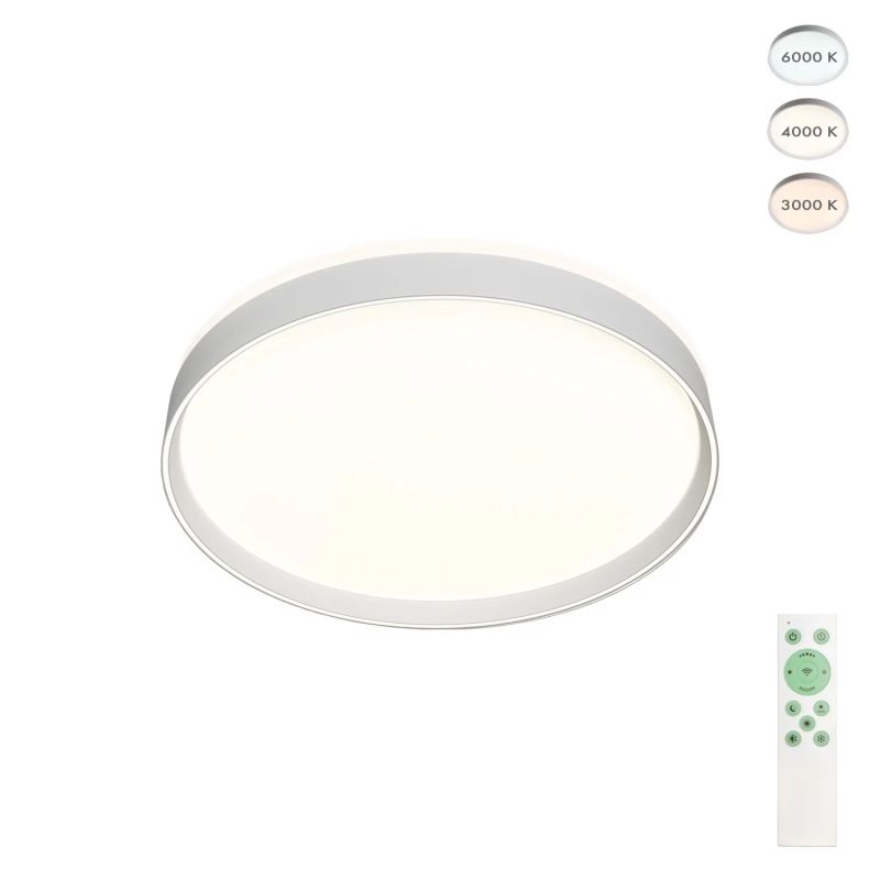 Потолочный светильник Denkirs PLATO 40W, IP 20, 3000K - 6500K, управление пульт Д/У (в комплекте) и Wi-Fi 2,4 Ггц. Эко система Smart Life, Яндекс.Алиса, белый, металл, полимер DK6510-WH фото 2