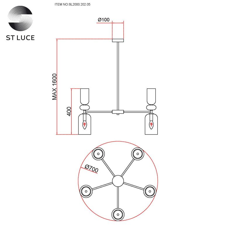 Люстра потолочная ST Luce GEA SL2000.202.05