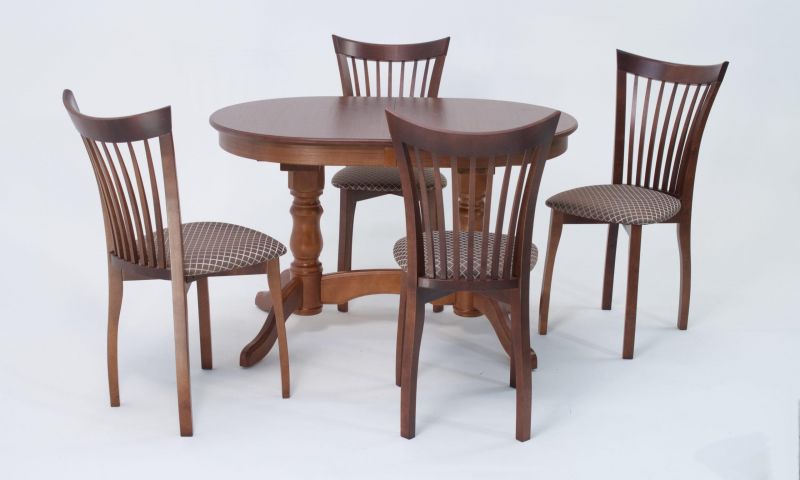 Обеденная группа стол Бизе со стульями Миранда,орех, ромб коричневый F212021W00X4R001442W14