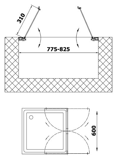 Душевая дверь Vegas Glass E2P 80 09 02